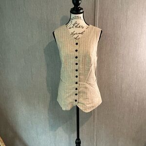 H&M Cream/Tan Button-Front Quilted Vest